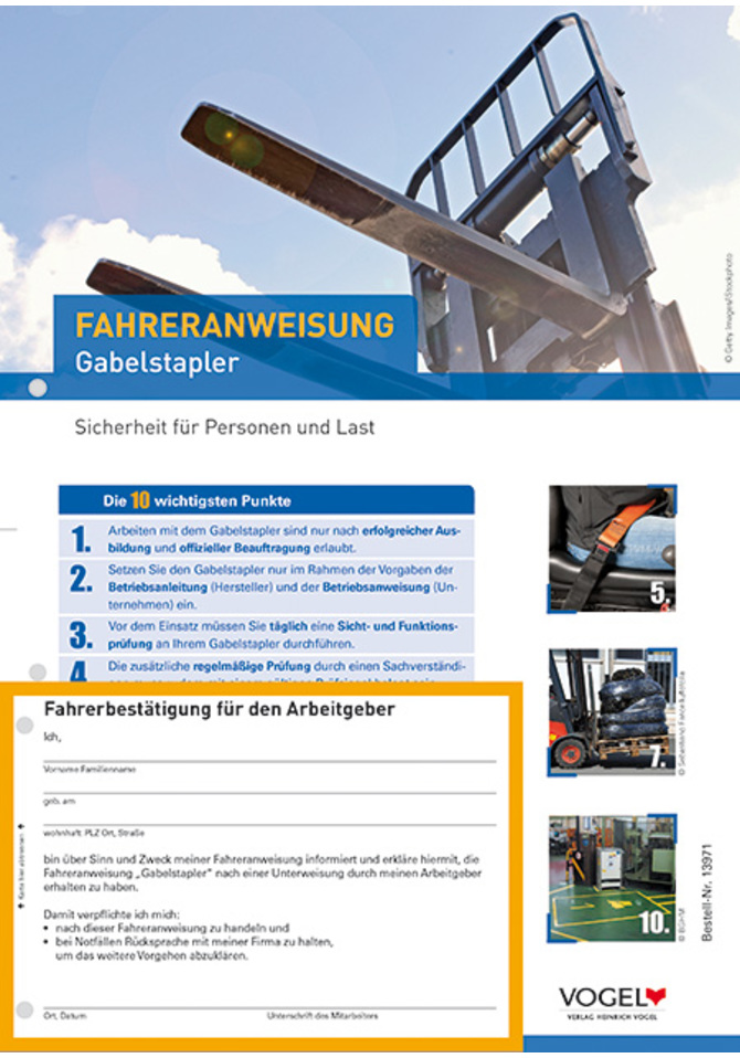Fahreranweisung Gabelstapler