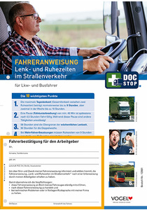 Fahreranweisung Lenk- und Ruhezeiten