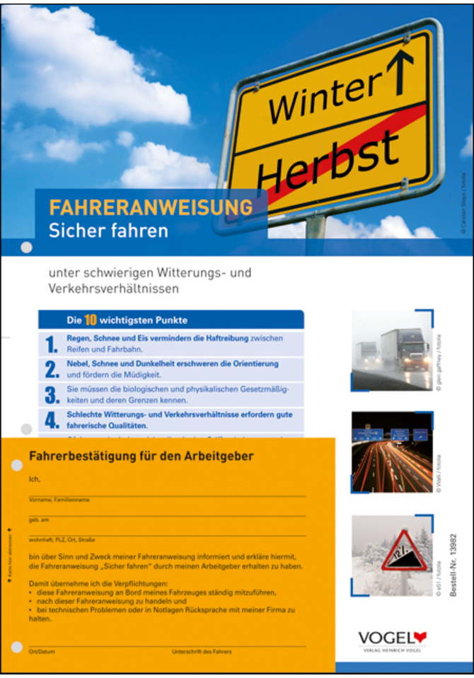 Fahreranweisung Sicher Fahren
