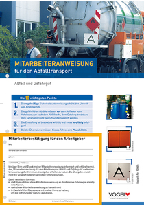 Mitarbeiteranweisung Abfalltransport