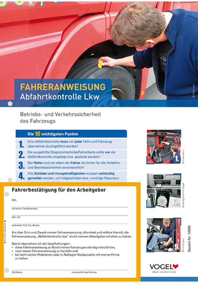 Fahreranweisung Abfahrtkontrolle Lkw
