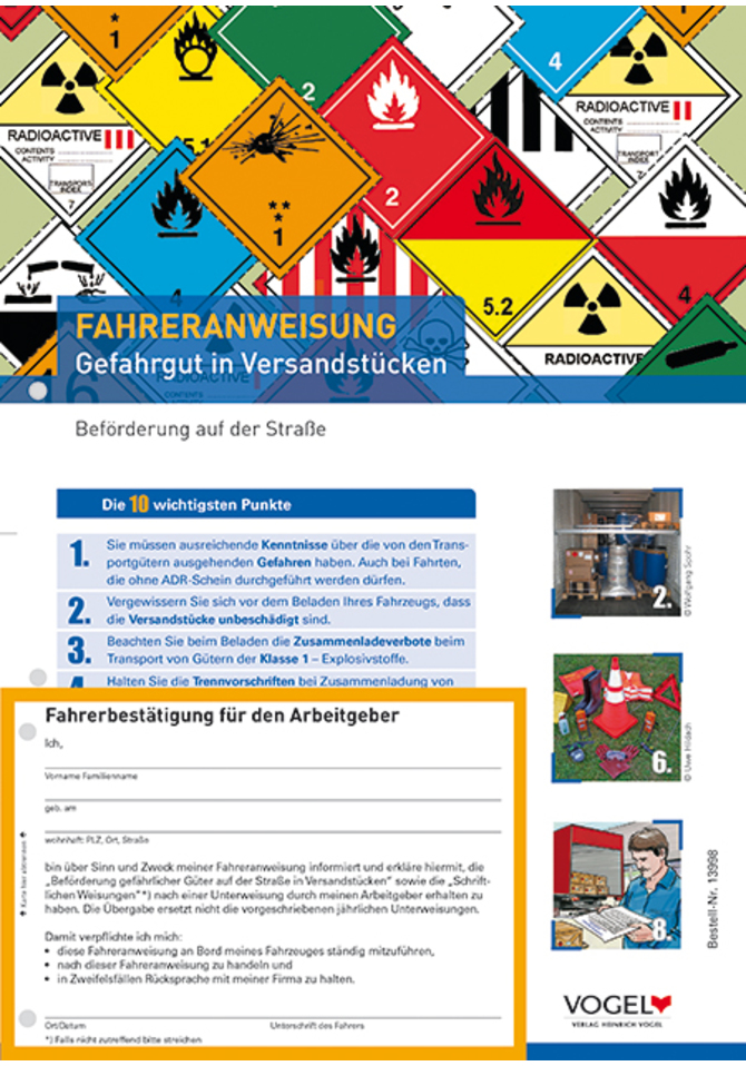 Fahreranweisung Gefahrgut in Versandstücken