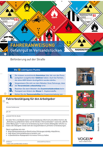 Fahreranweisung Gefahrgut in Versandstücken