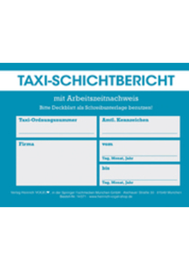 Taxi-Schichtbericht mit Arbeitszeitnachweis