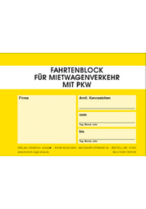 Fahrtenblock Mietwagen