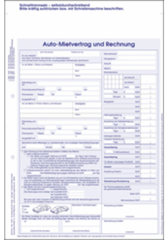 Kfz-Mietvertrag und Rechnung