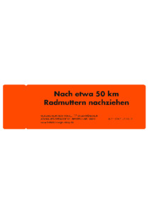 Klebe-Etikett "Radmuttern nachziehen"