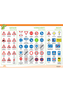Lehrtafel Verkehrszeichen für Fußgänger und Zweiradfahrer