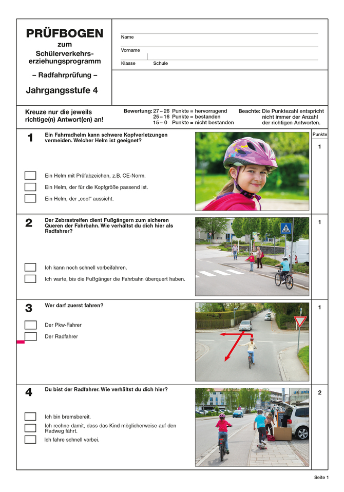 Prüfbogen 4. Jahrgangsstufe
